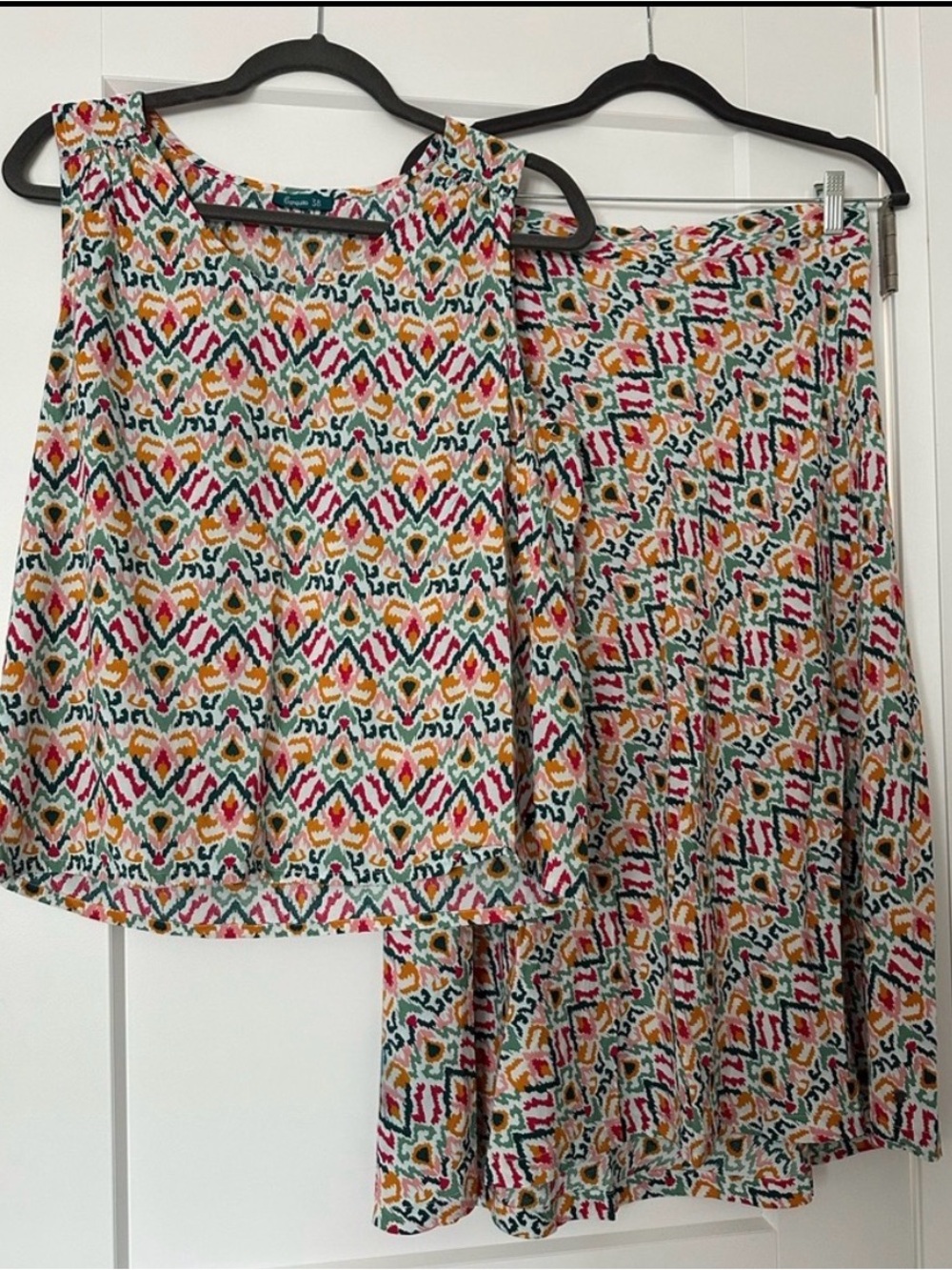 SALE 4/$50 ❤️ Artsy Boho Ikat Midi Skirt & Tank Set EcoVero Viscose M/L